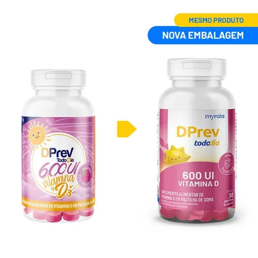 Imagem de Vitamina D  Colecalciferol DPrev Todo Dia 600UI Sabor Framboesa com 30 Gomas