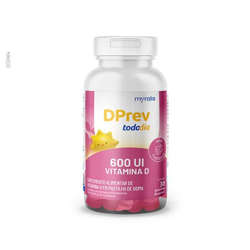 Vitamina D  Colecalciferol DPrev Todo Dia 600UI Sabor Framboesa com 30 Gomas