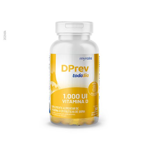 Vitamina D Colecalciferol DPrev Todo Dia 1.000 UI Abacaxi com 30 Gomas